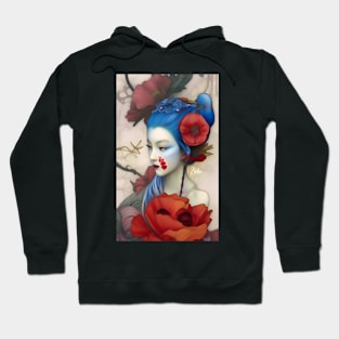 Dreamy Surreal Cute Japanese Girl with a floral design and flowers Hoodie